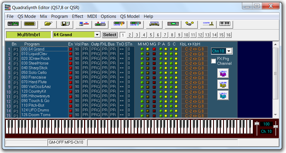 QS Edit Pro Mix mode screen