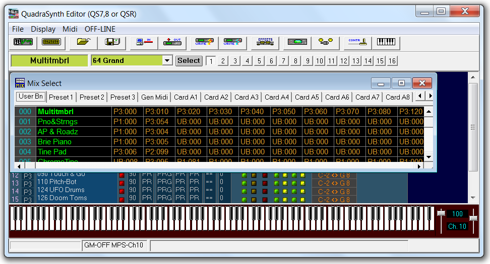 QS Edit Pro Mix Select window