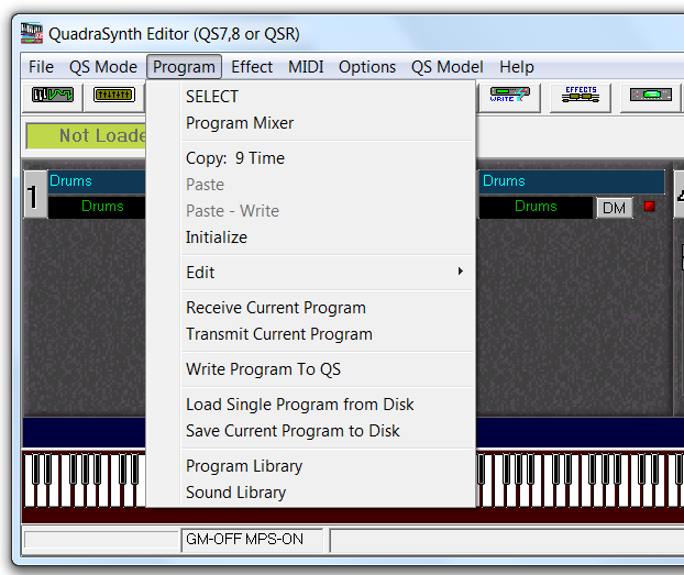 QS Edit Pro Program menu